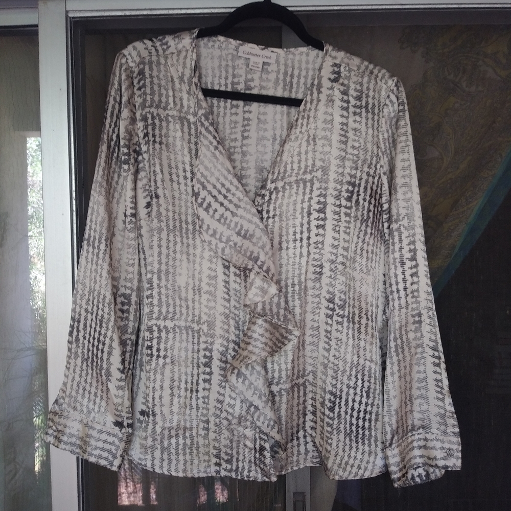 Ruffled Long Sleeve Dress Blouse